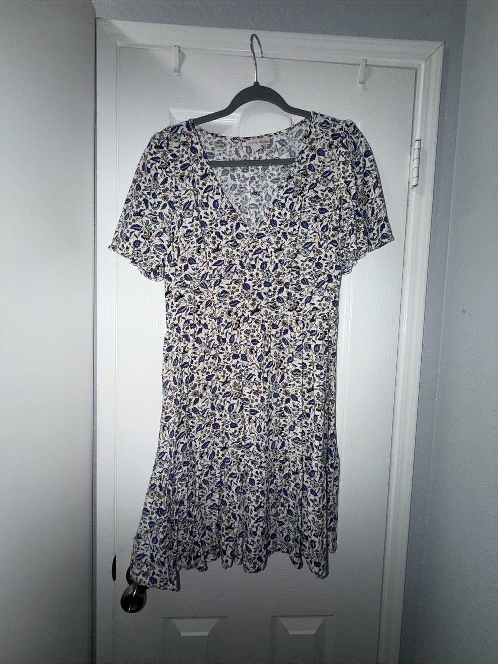Knox Rose Cream Dress with Blue Floral Print